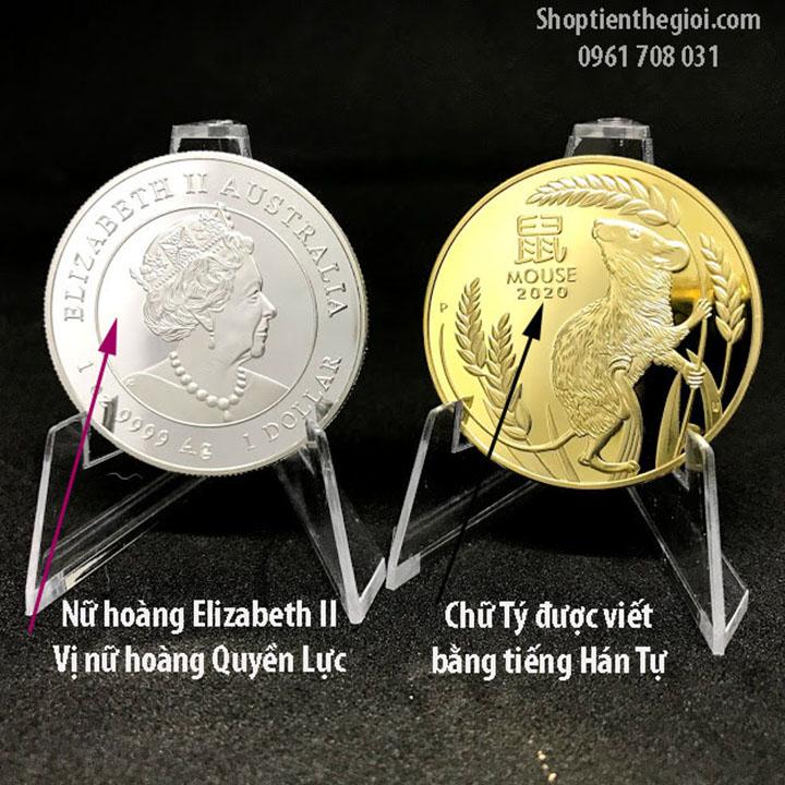 Cặp xu con chuột mạ vàng bạc của úc